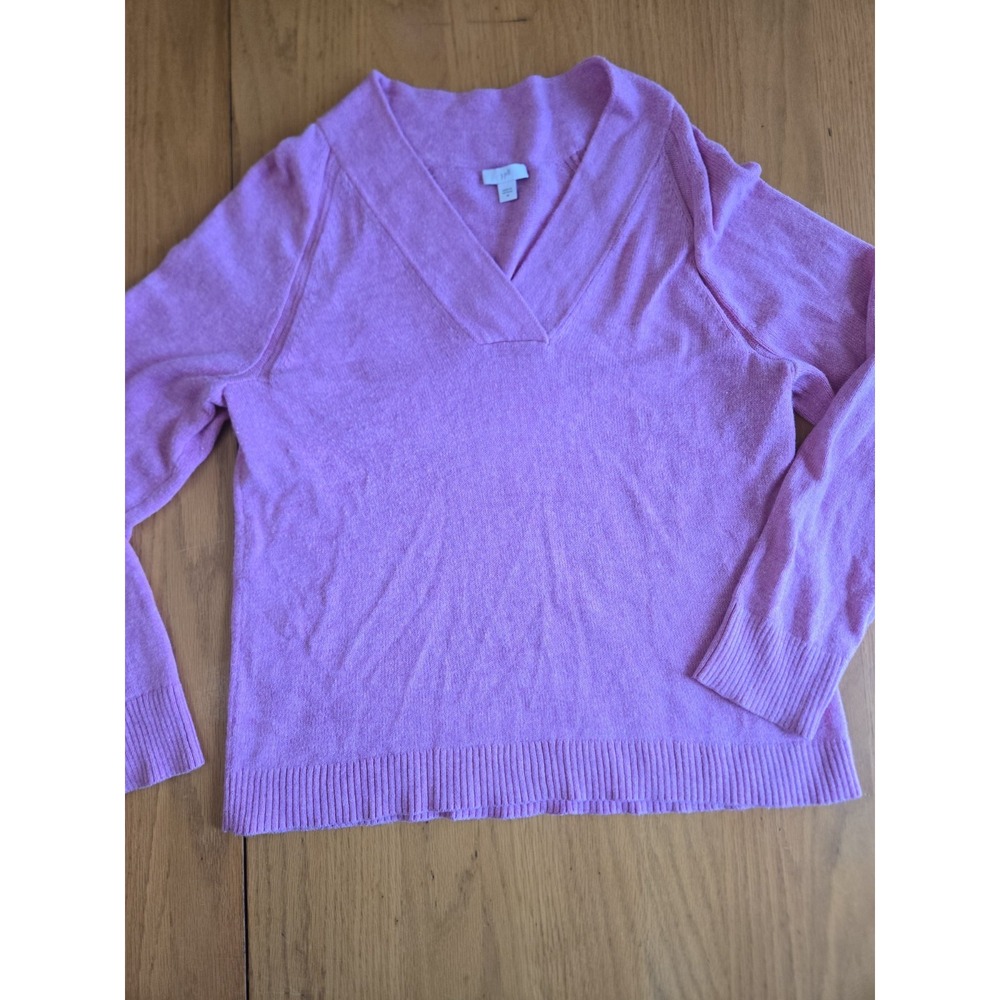 J Jill Cotton Sweater Pink Deep V MEDIUM